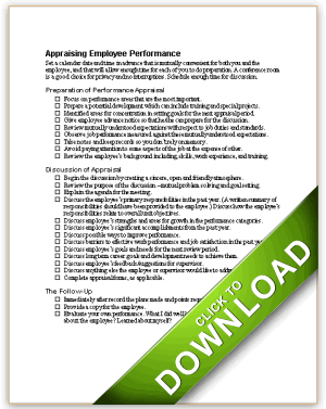 Performance Appraisal Checklist